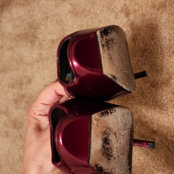 Stuart Weitzman Patent Leather Peep Toe Platform Heels - Picture 8 of 16